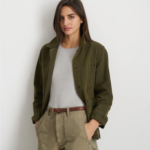 Alex Mill Britt recycled denim jacket in red, XS - Picture 2 of 7